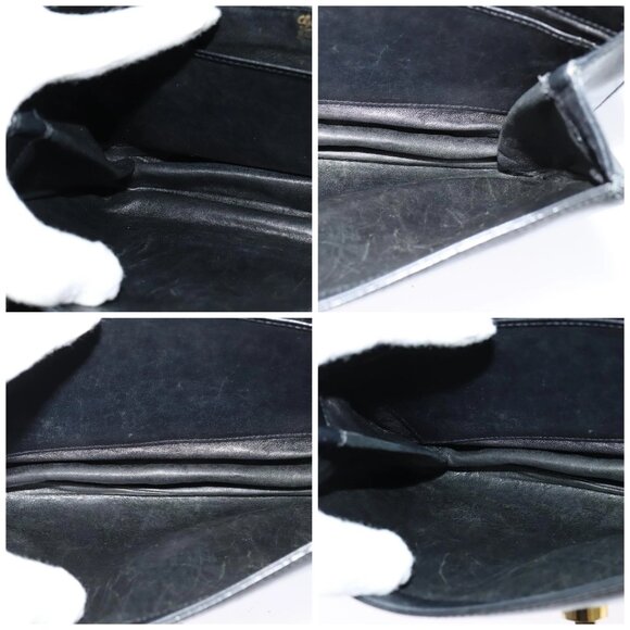 GUCCI Shoulder Bag Leather Black Gold Auth - Picture 15 of 16